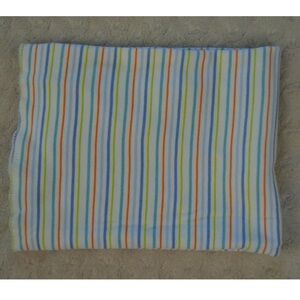 Cutie Pie Stripes Baby Blanket White Blue Green Orange Jersey Knit Swaddle